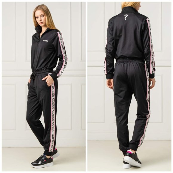 GUESS Sideband Logo Drawstring Waist Jumpsuit sz S - Picture 2 of 16